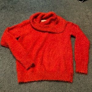 Fuzzy burnt orange sweater